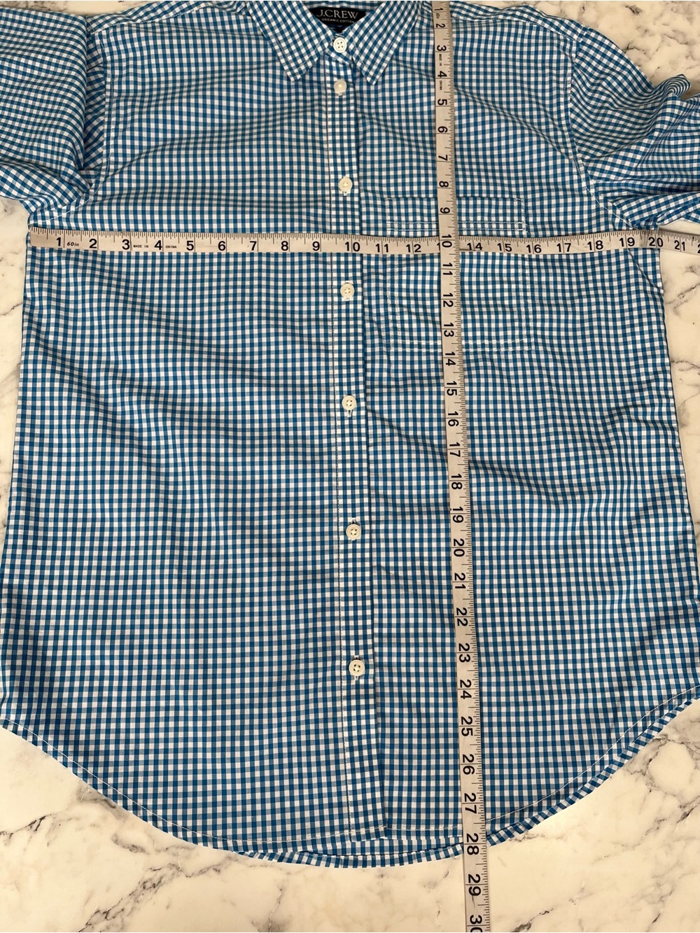 J. Crew Womens Garçon organic cotton poplin shirt in gingham Blue White BU084 - Picture 9 of 12